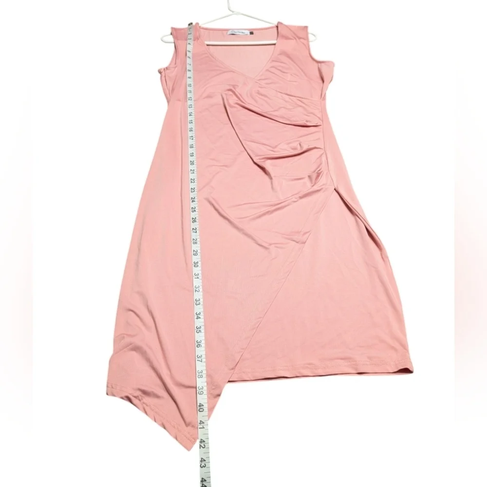 Glory Sunshine Petal Pink Asymmetrical Ruched Bodycon‎ Cocktail Dress Size Large